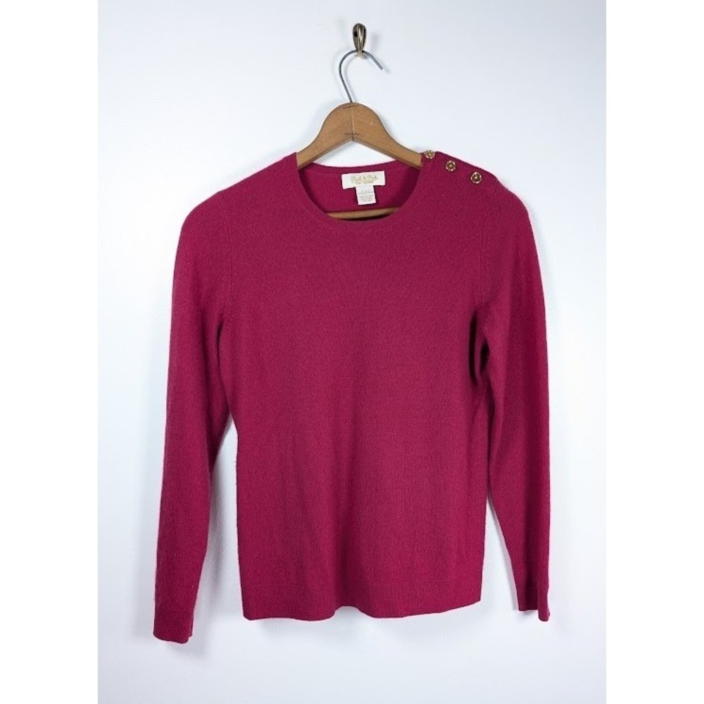 Peck & Peck 100% Cashmere Sweater Womens Large Pull On Minimalist Button Luxury